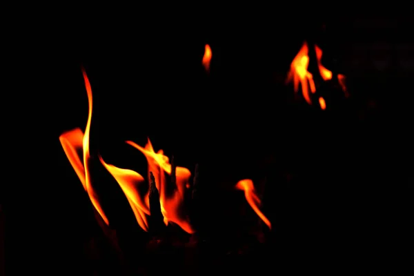 Fermer Les Flammes Feu Abstrait Sur Fond Noir — Photo