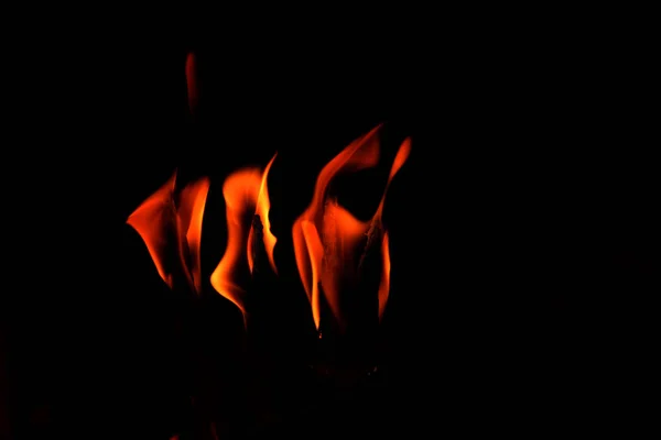 Fermer Les Flammes Feu Abstrait Sur Fond Noir — Photo