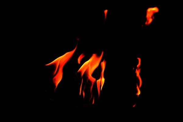 Fermer Les Flammes Feu Abstrait Sur Fond Noir — Photo