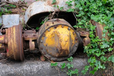 Eski araba motor parçası, grunge ve paslı makine