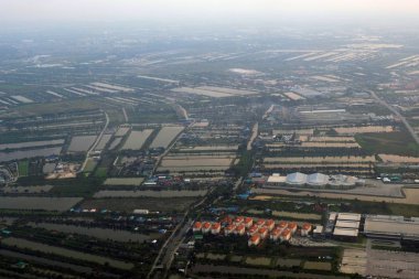 üstten görünüm alanı yollar ve şehir, uçaktan, Tayland hava fotoğraf