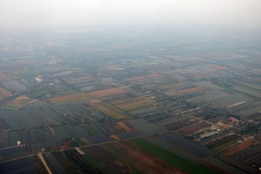 üstten görünüm alanı yollar ve şehir, uçaktan, Tayland hava fotoğraf