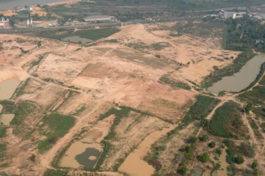 üstten görünüm alanı yollar ve nehir, uçaktan, Tayland hava fotoğraf