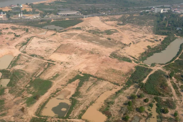 üstten görünüm alanı yollar ve nehir, uçaktan, Tayland hava fotoğraf