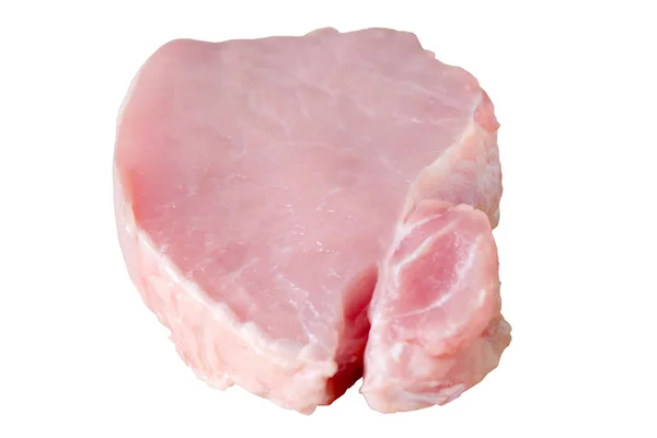 Close Slice Raw Pork White Background — Stock Photo, Image