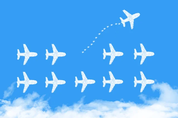 Plane Shape Clouds Changing Direction New Ideas Different Business Concepts — Stock Photo, Image