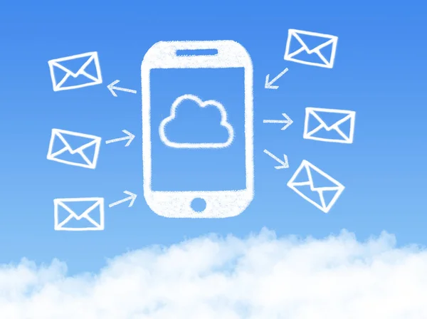 Cloud Computing Concept.mobile telefone enviar e ler a forma de nuvem de e-mail — Fotografia de Stock