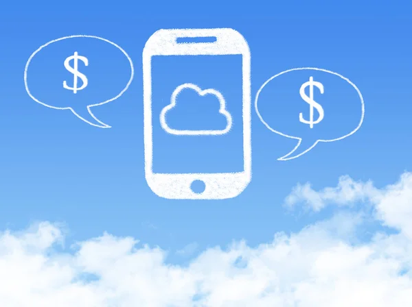 Cloud Computing Concept.mobile phone make money cloud shape