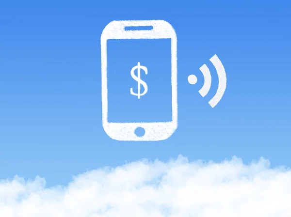 Cloud Computing Concept.mobile phone make money cloud shape