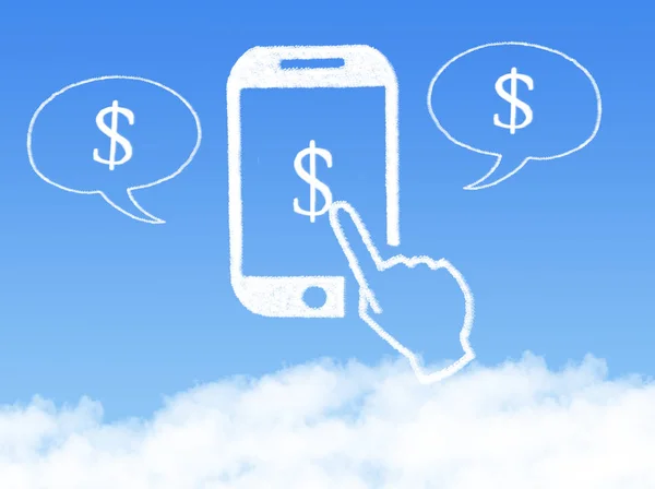 Concetto di cloud computing. cellulare fare soldi forma nuvola — Foto Stock