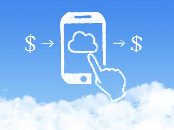 Bulut bilişim konsepti. cep telefonu para bulut şekli yapmak — Stok fotoğraf