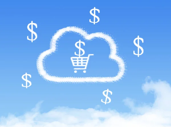 Chmura Computing Concept. koszyk na zakupy chmura kształt — Zdjęcie stockowe