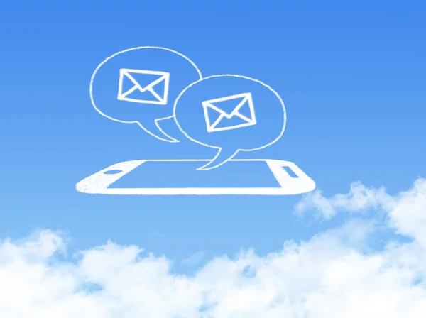Cloud Computing concept. mobiele telefoon Stuur e-mail Cloud shape — Stockfoto