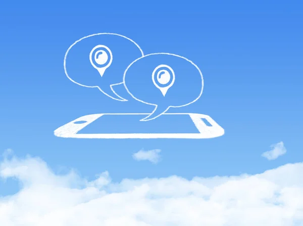 Cloud Computing Concept.mobile phone location cloud shape — Stock Photo, Image