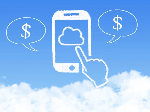 Cloud Computing Concept.mobile téléphone faire de l'argent forme de nuage — Photo