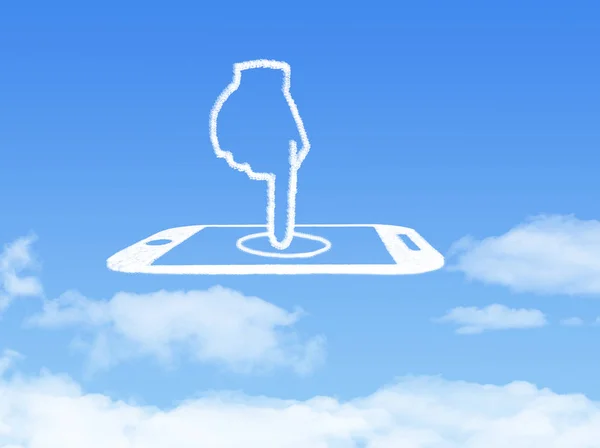 Concetto di cloud computing. cellulare fare clic su forma di nuvola — Foto Stock