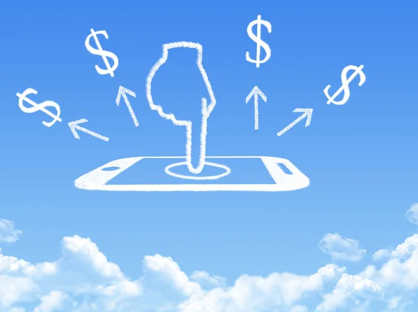Cloud Computing Concept.mobile phone click make money cloud shape