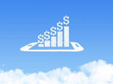 Bulut bilişim konsepti. cep telefonu büyüme grafik bulut şekli