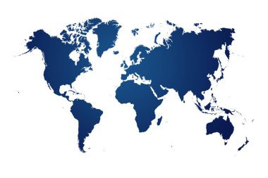 beyaz arka plan üzerinde dünyanın mavi haritası