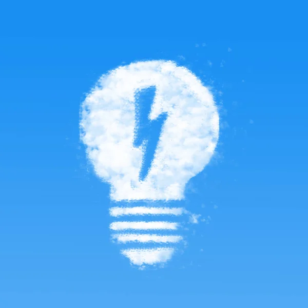 Flash lightbulb nuvem no fundo azul — Fotografia de Stock