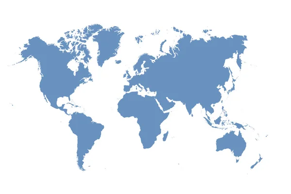 白色背景上的蓝色世界地图 — 图库照片