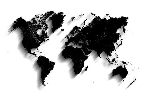 Mapa negro del mundo sobre fondo gris — Foto de Stock
