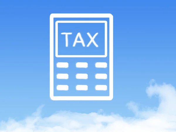 Податковий калькулятор хмарна форма на блакитному небі — стокове фото