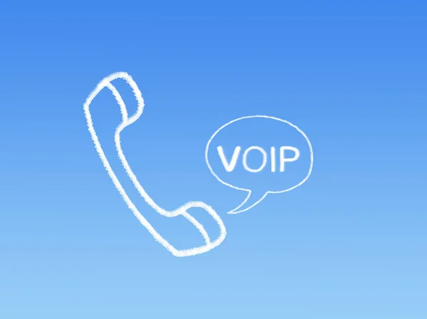 Mavi gökyüzünde Voip Network telefon bulut şekli — Stok fotoğraf