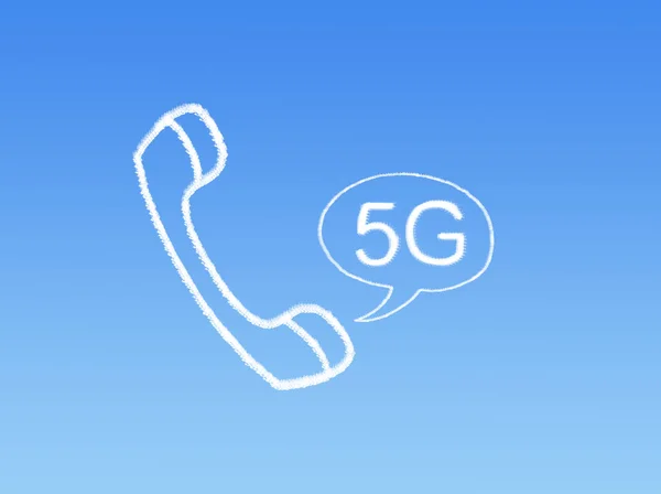 5G phone cloud shape on blue sky — Stock Photo, Image