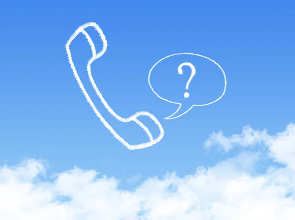 Ερώτηση σύννεφο τηλέφωνο σε μπλε φόντο — Φωτογραφία Αρχείου