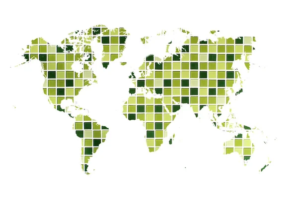 Carte du monde sur fond de mur de briques — Photo