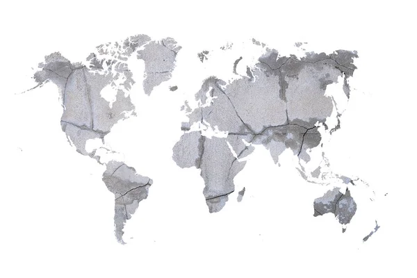 Mapa świata na szarym tle ściany cementu — Zdjęcie stockowe