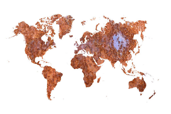 World map on zinc wall background