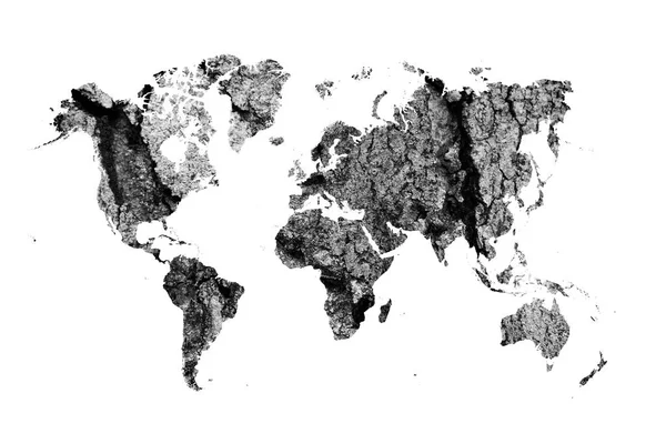 Światowa mapa na szarym tle drewna — Zdjęcie stockowe