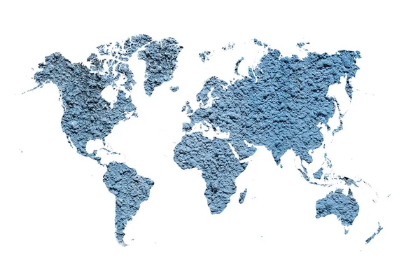 Mapa świata na tle ściany z niebieskiego cementu — Zdjęcie stockowe