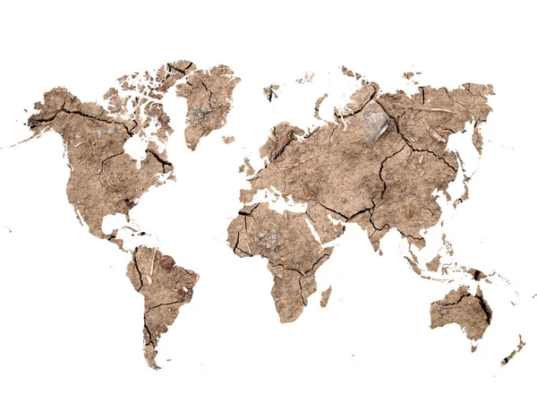 Карта мира на фоне трещин — стоковое фото