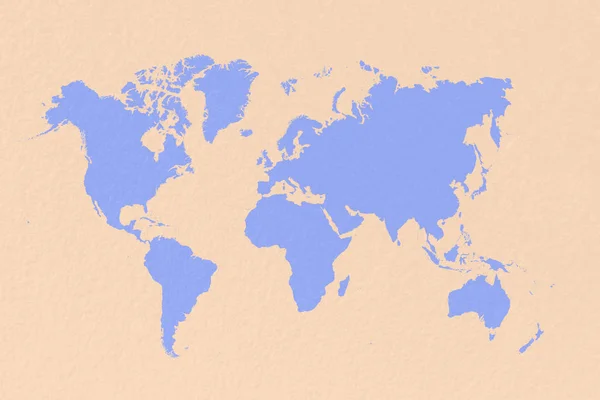 Mapovat svět na pastelově modré pozadí — Stock fotografie