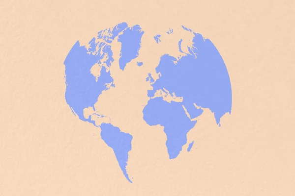 Kartenwelt auf pastellblauem Hintergrund — Stockfoto