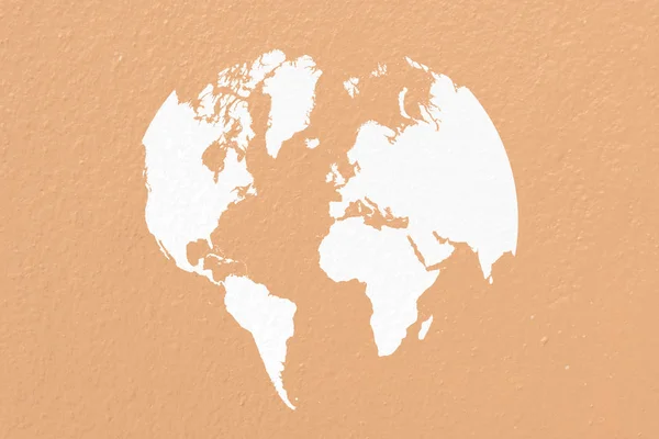 map world on pastel white paper background