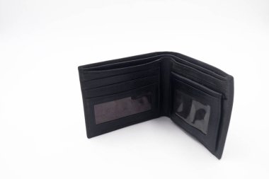 beyaz arka planda izole edilmiş deri cüzdan