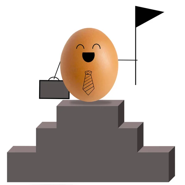 Biznesmen jajko wspinaczka schody, koncepcja sukcesu — Zdjęcie stockowe