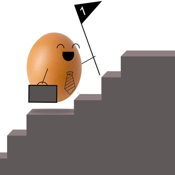 Businessman egg climbing stairs , success concept