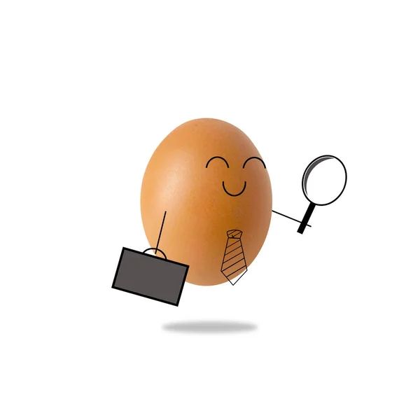 Jajo biznesmen trzymające lupę, koncepcja poszukiwania — Zdjęcie stockowe