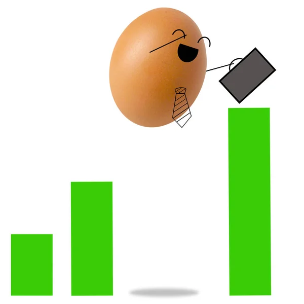 Üzletember tojás hegymászó grafikon, siker koncepció — Stock Fotó