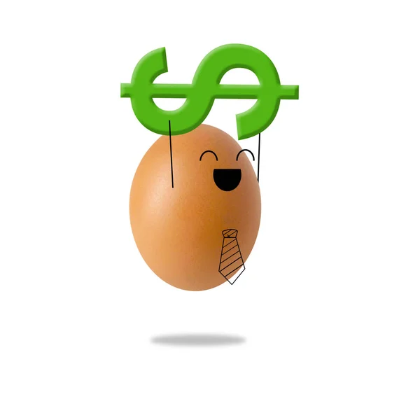 Geschäftsmann Ei halten Dollar auf weißem Hintergrund — Stockfoto
