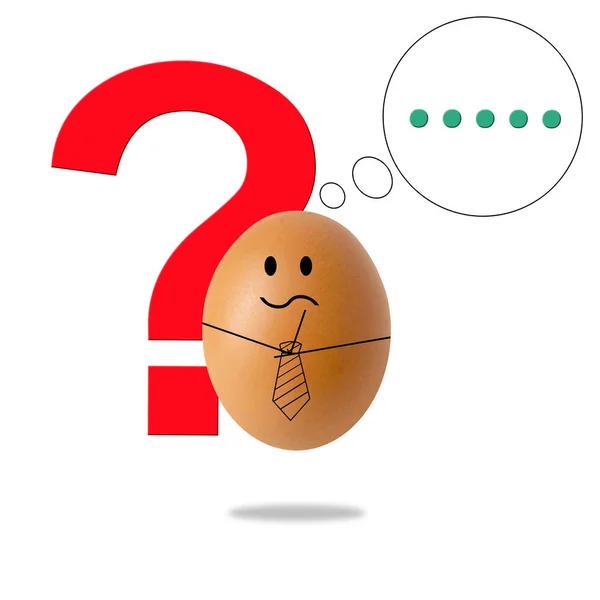 Businessman egg thinking with question marks — Stock Photo, Image