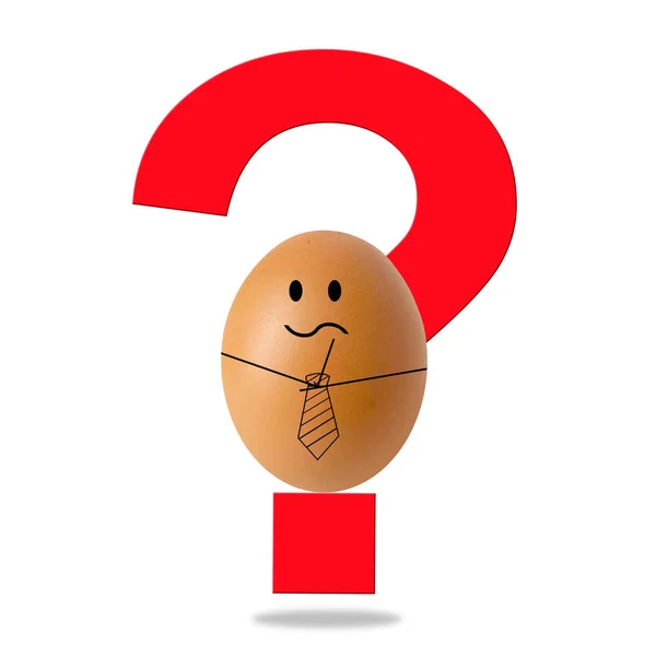 疑問符で考えるビジネスマンの卵 — ストック写真