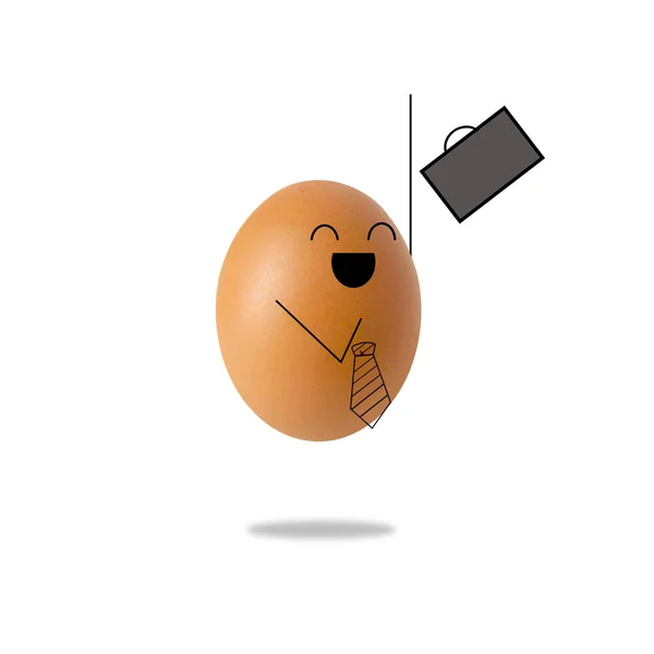 Beyaz arka plan üzerinde mutlu işadamı yumurta — Stok fotoğraf
