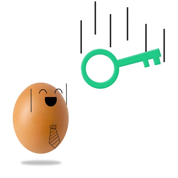 İşadamı yumurta nın anahtarı düştü mutlu — Stok fotoğraf