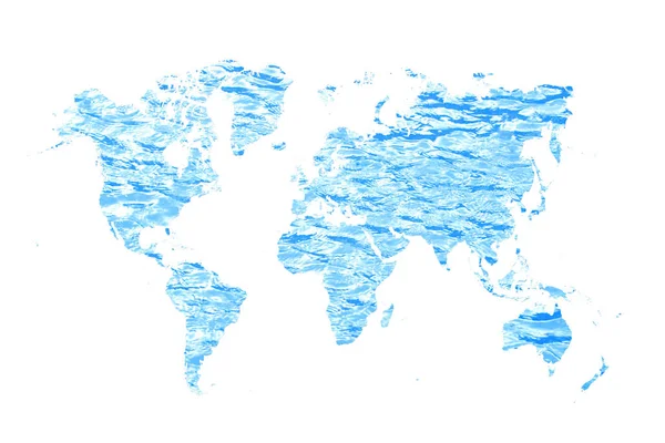 Mapa do mundo feito de conceito de água azul — Fotografia de Stock